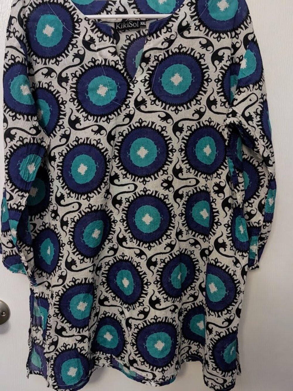 KikiSol cotton tunic top blue circles Size XXL